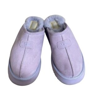 Ugg Disquette Platform Suede Shearling Slippers Lavender Women's Size 7